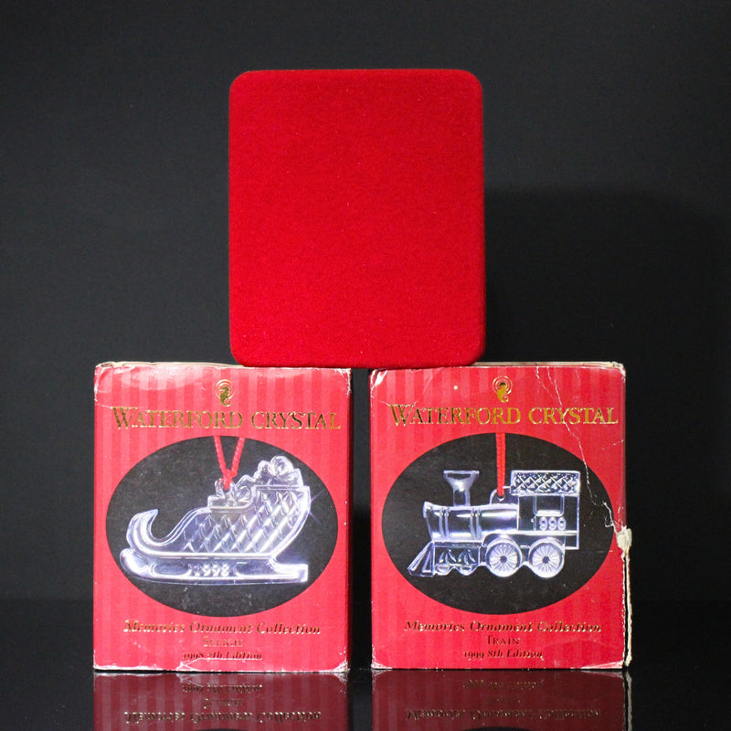 Lot of 3: Waterford Crystal Train, Sleigh, Songs of Christmas Joy to the World