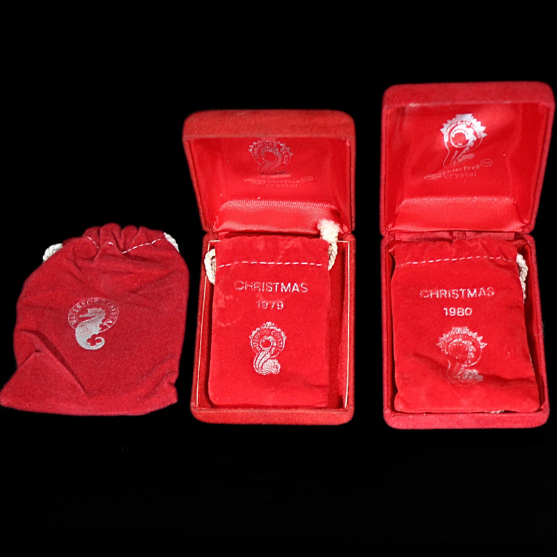 Lot of 3: Waterford Crystal 1978-80 12 Days of Christmas Ornaments